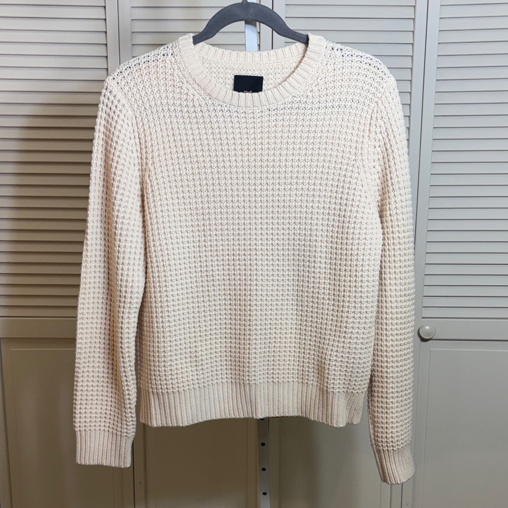 Vince Men's Textured Waffle Knit Wool & Cashmere Cream Sweater XL